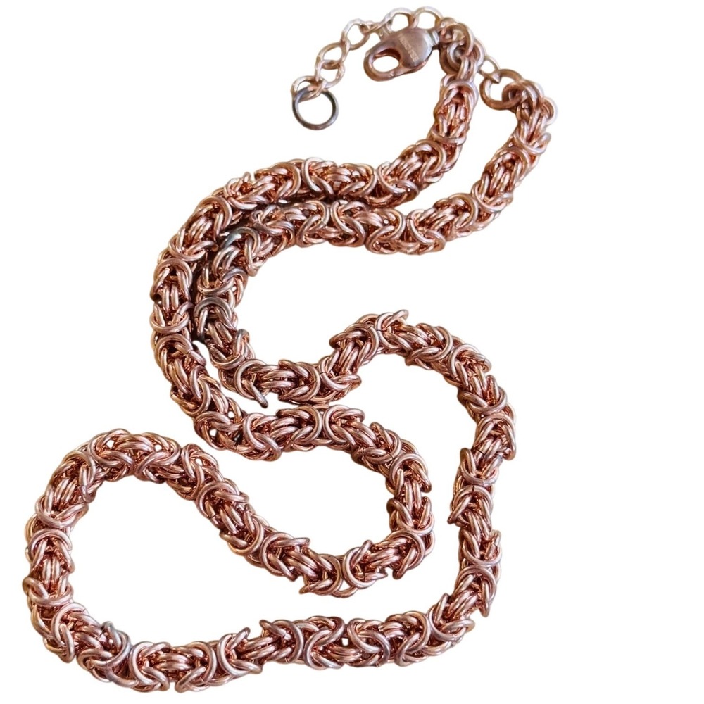 BBJ Byzantine Chain Necklace Copper Rose Gold Tone Collar 22"‎